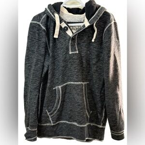 Gray Pullover Hoodie with Vintage Stitching